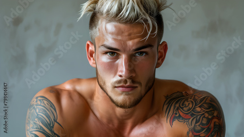 Elevated Style: Muay Thai Athlete's Pompadour, High Rise: Pompadour of White Fighter, Elevated Elegance: Pompadour for Muay Thai, Refined Pompadour: White Fighter's Style