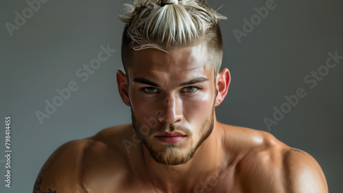 Elevated Style: Muay Thai Athlete's Pompadour, High Rise: Pompadour of White Fighter, Elevated Elegance: Pompadour for Muay Thai, Refined Pompadour: White Fighter's Style