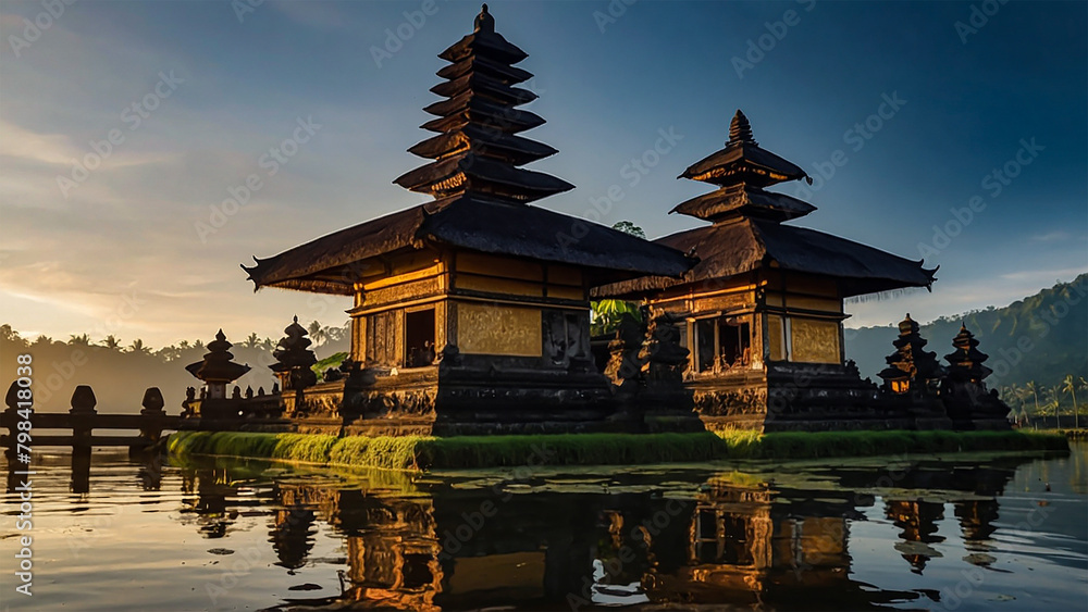 Naklejka premium temple of heaven sunset view