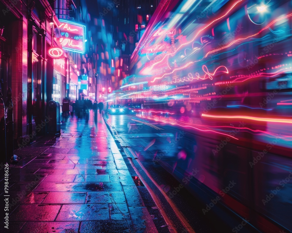 Neon lights creating an urban abstract scene