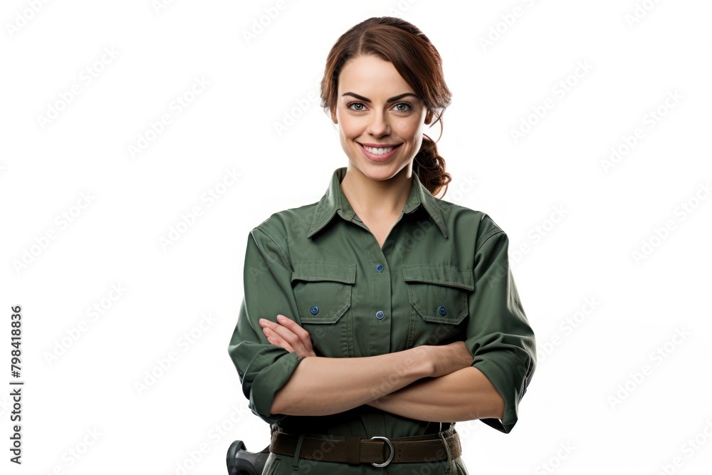 Female mechanic smiling military clothing soldier. Female mechanic smiling military clothing soldier.