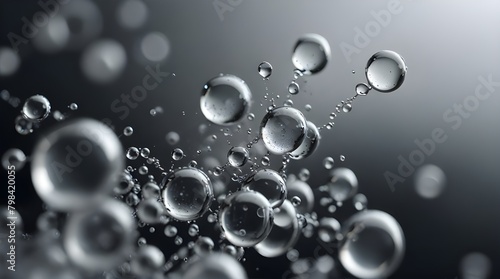 Closeup of white transparent drops liquid bubbles .Generative AI