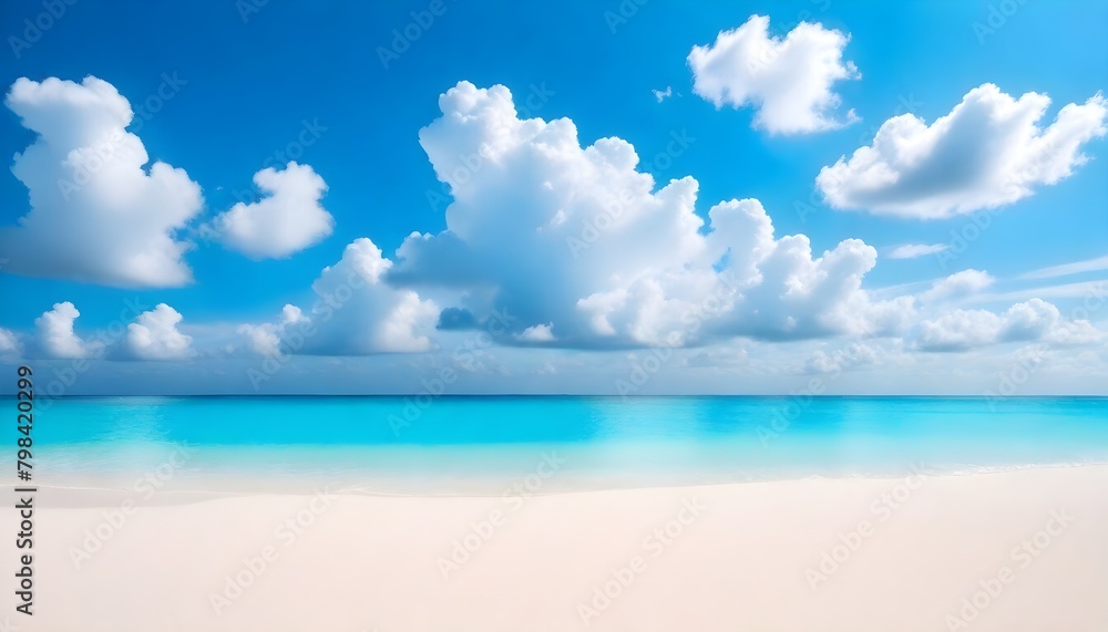 Ocean Beach Panorama Digital Painting Cloudy Sky Beautiful Nature Summer Background Design Ocean Beach Panorama Digital Painting Cloudy Sky Beautiful Nature Summer Background Design