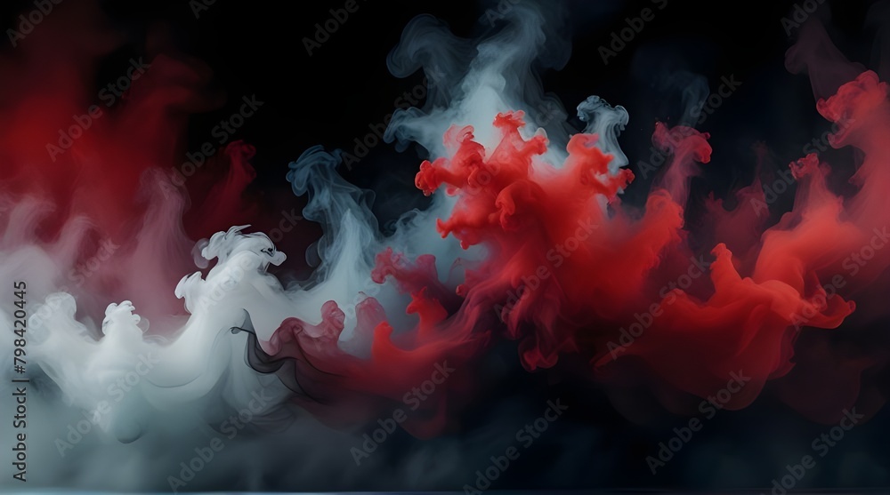 Black and red ink background colorful fog abstract  .Generative AI