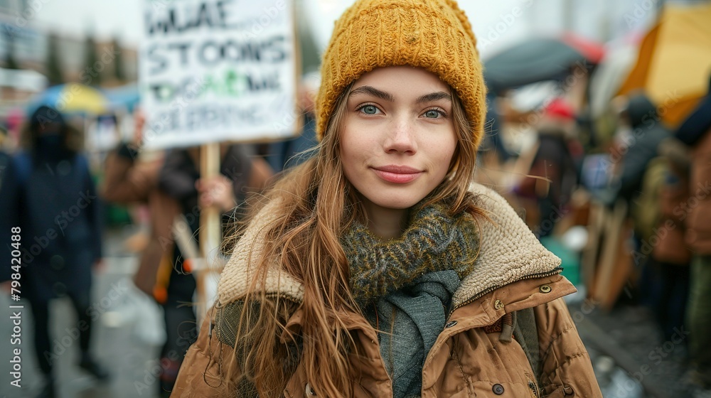Protest Against Pollution: Young Woman's Passionate Appeal to End Plastic Usage Protest Against Pollution: Young Woman's Passionate Appeal to End Plastic Usage