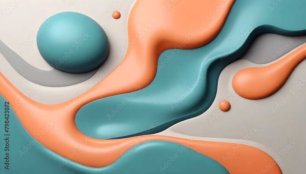 Organic Liquid Background Fluid Texture Digital Painting Illustration Gray Colored Design