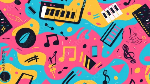 Seamless Patterns - Musical Elements / Background / Wallpaper / Texture