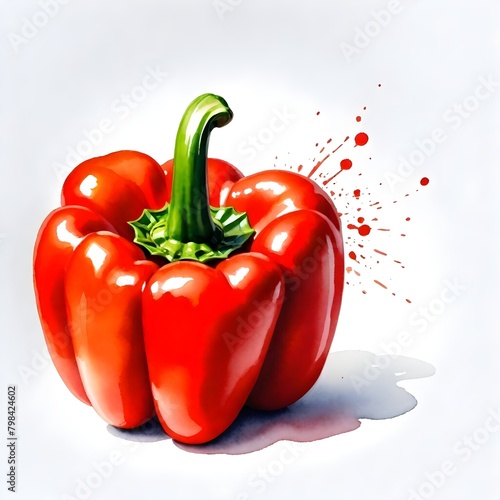 Bell Pepper Vegetable Digital Painting Isolated Illustration Background Graphic Vegan Food Design