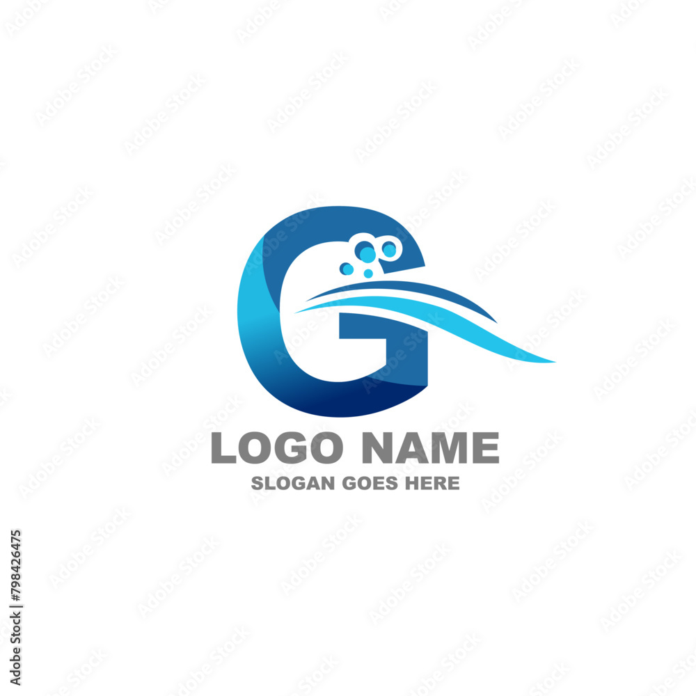 Obraz premium Water wave letter G logo template vector illustration 
