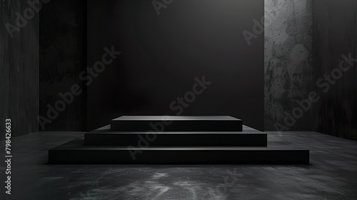 A base with a backdrop of a black studio set.