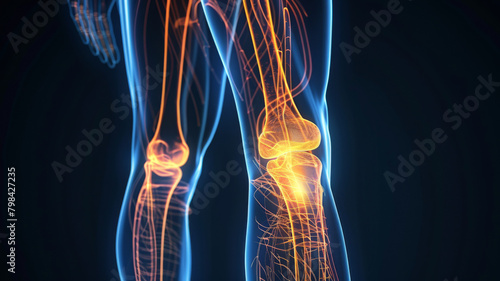 Sciatic nerve compression shown by leg shooting pain in photo. Concept Sciatica