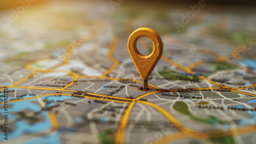 SEO concept with pinpoint icon on map localized search optimization strategy photo