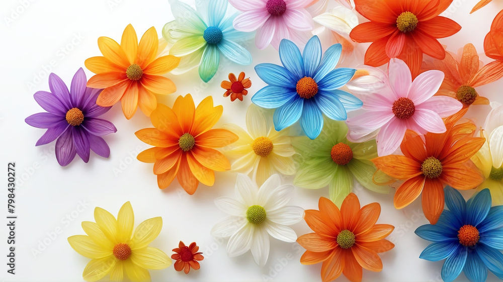 Colorful flowers on white background Colorful flowers on white background