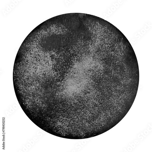グランジをたっぷりと効かせた丸い水彩素材　鉄の玉みたいな黒い墨素材 photo