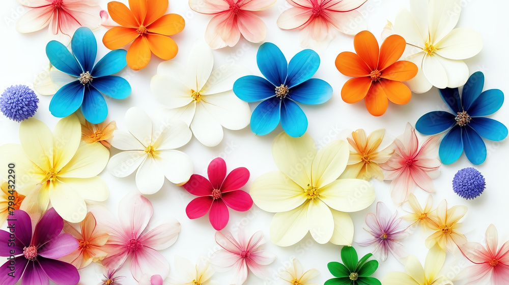 Colorful flowers on white background Colorful flowers on white background