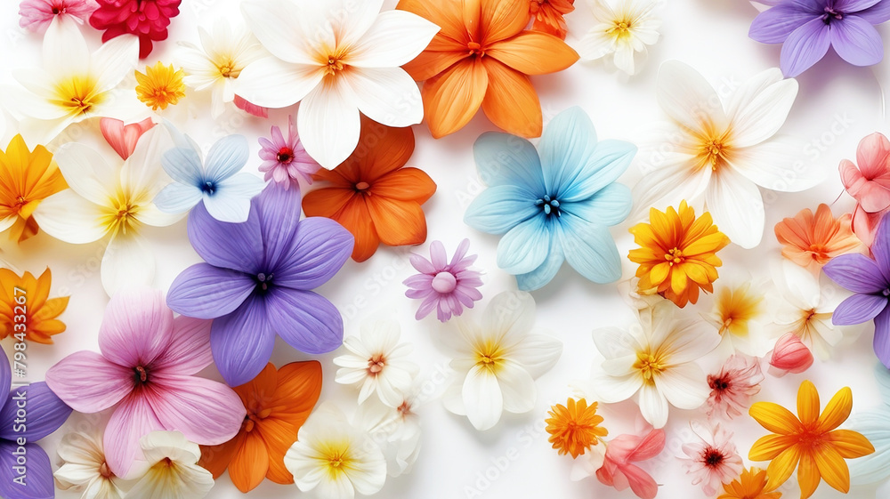 Colorful flowers on white background Colorful flowers on white background