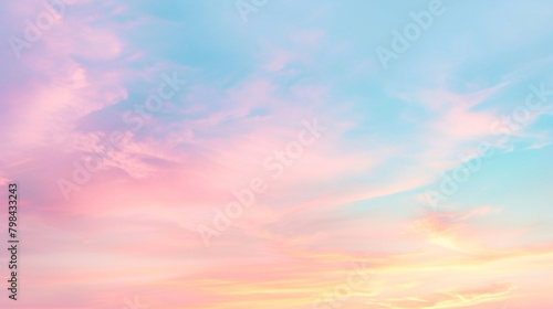 Background formed by a bright pastel authentic sky during sunset. Generative Ai © Witri