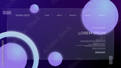 BACKGROUND 77 LANDING PAGE DESIGN WITH GLASSY BACKGROUND MODERN GLASS MORPHISM STYLE 