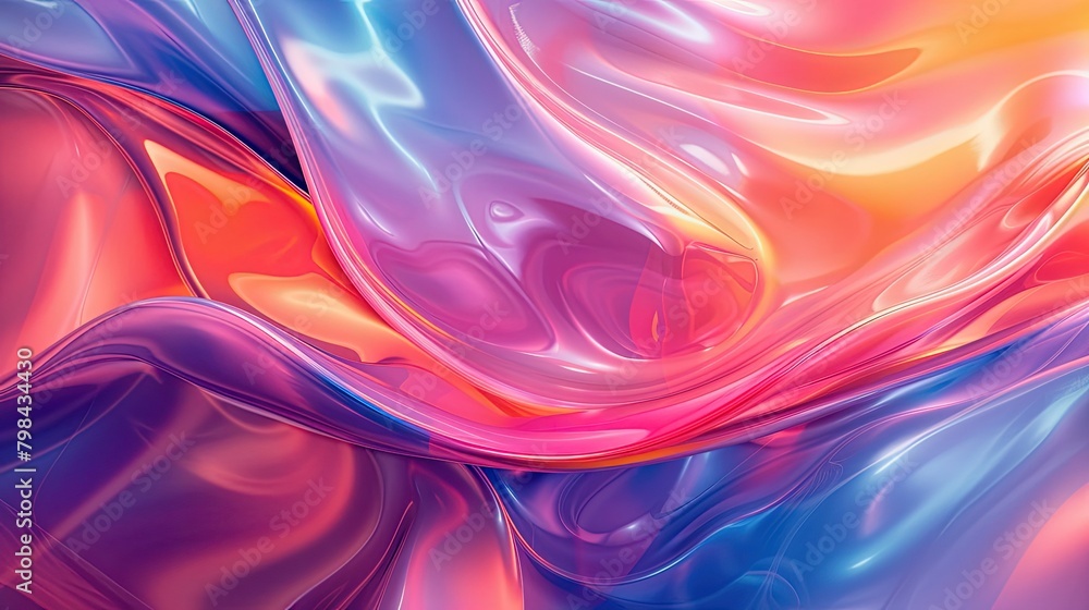 A colorful, flowing piece of fabric with a purple and orange hue A colorful, flowing piece of fabric with a purple and orange hue