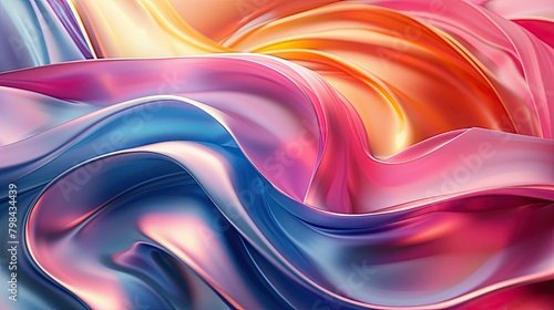 A colorful, flowing piece of fabric with a blue, pink, and orange hue