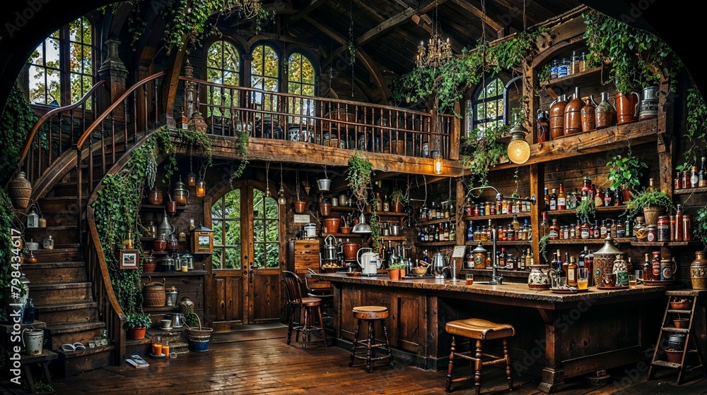 Victorian-Inspired Study with Mahogany Furniture and Antique Curios Victorian-Inspired Study with Mahogany Furniture and Antique Curios