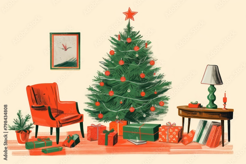 Christmas tree furniture cartoon. Christmas tree furniture cartoon.