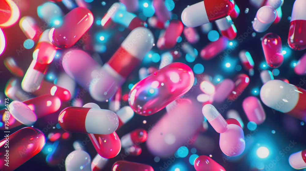 Pharmaceutical-themed Background with Tablets and Capsules Pharmaceutical-themed Background with Tablets and Capsules