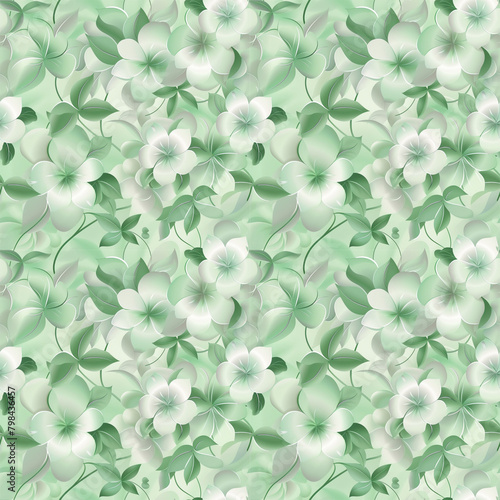 Floral green color, form natural, seamless fabric pattern.