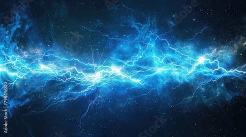 A blue line of lightning bolts in the sky