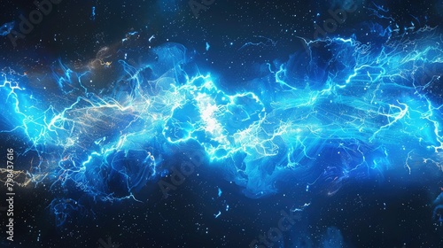 A blue and white electric storm in space