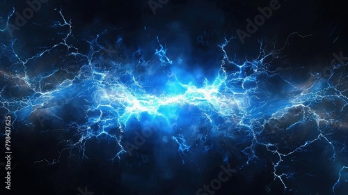A blue and white electric storm with a blue lightning bolt