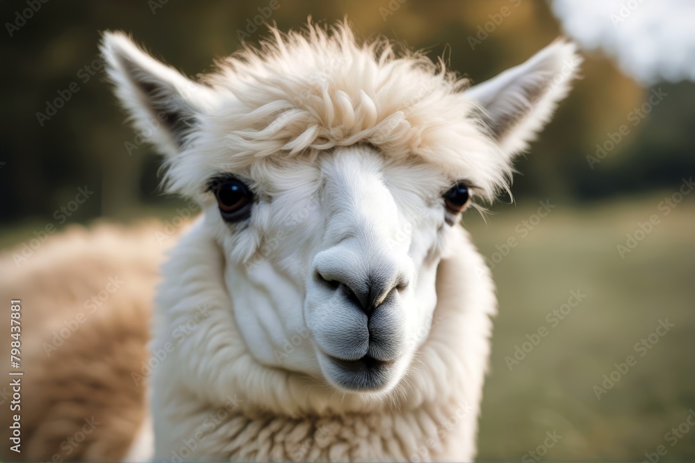 'white alpaca portrait animal llama fur mammal closeup nature wool hair domestic looking head face pet outdoors wildlife fleece farm agriculture1 fluffy rural softness eye mouth curly horizontal neck'