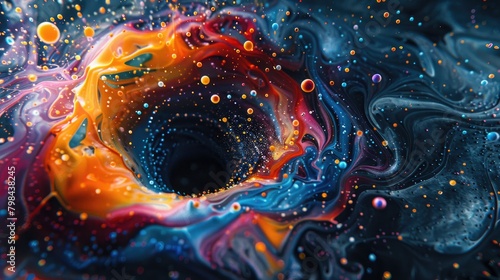 A colorful swirl of paint with a hole in the middle