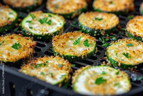 zucchini slices in an air fryer photo