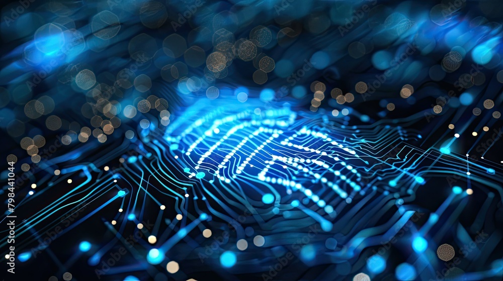 A blue and black image of a hand with a blue outline A blue and black image of a hand with a blue outline