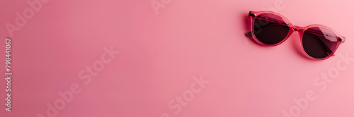 Sunglasses web banner. Trendy sunglasses isolated on pink background with copy space.