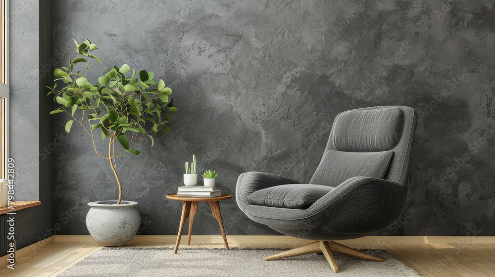 Grey Snuggle Chair in Modern Living Room