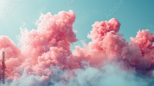 Pink smoke clouds in the sky