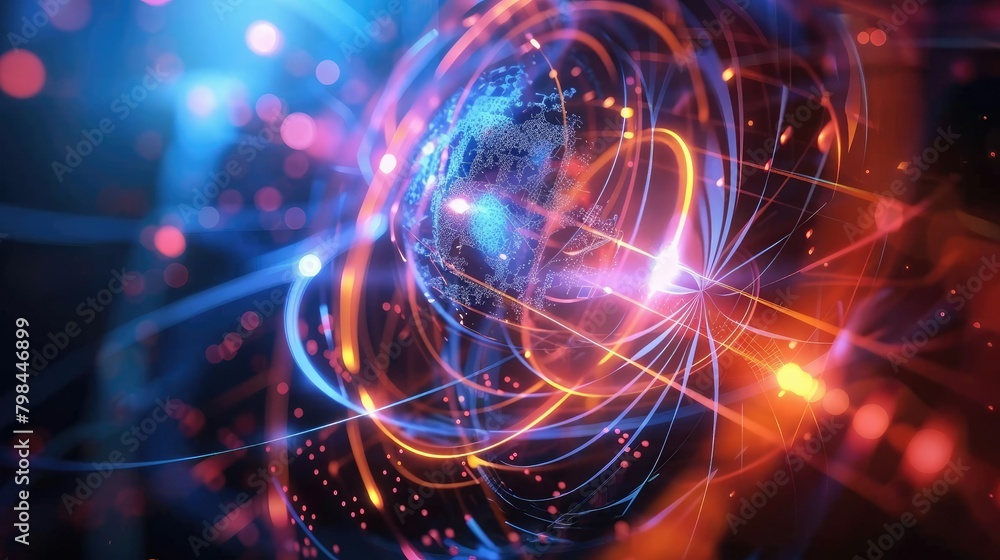 A colorful, abstract image of a planet with a bright orange and blue swirl A colorful, abstract image of a planet with a bright orange and blue swirl