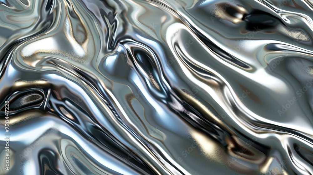 A shiny silver fabric with a wave pattern A shiny silver fabric with a wave pattern