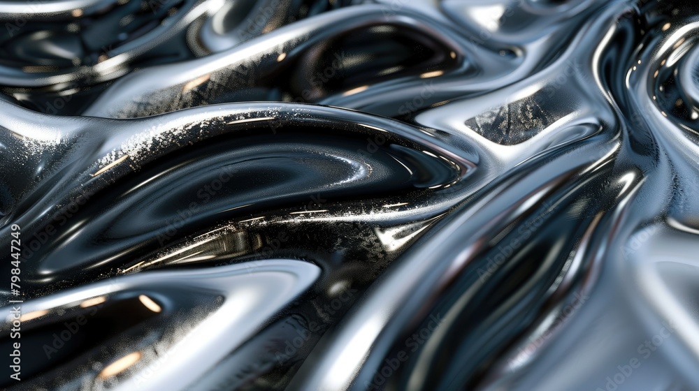 A shiny silver fabric with a wavy texture A shiny silver fabric with a wavy texture