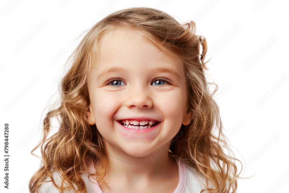 A child's innocent and joyful smile, Isolated on white background A child's innocent and joyful smile, Isolated on white background
