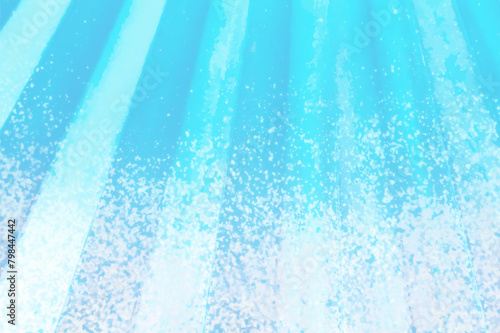 明るい滝の水しぶきが舞うような青と水色、白を基調とした扇のイメージイラスト