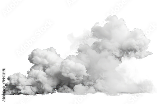 A dramatic burst of white smoke erupting from a volcanic vent, Isolated on white background