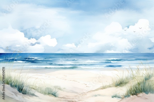 Beach top border landscape outdoors painting.