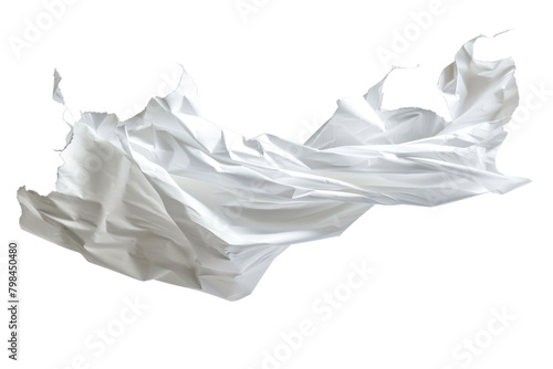 A torn piece of paper fluttering in the wind, isolated on white background