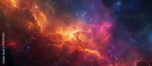 Vibrant and glowing nebula with various colorful stars and galactic nebulas in the stellar background