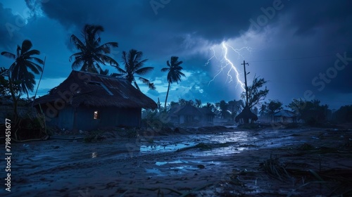 Cyclone Hits Madagascar Coast at Night with Violent Winds - Tropical Forests and Villages Ravaged photo