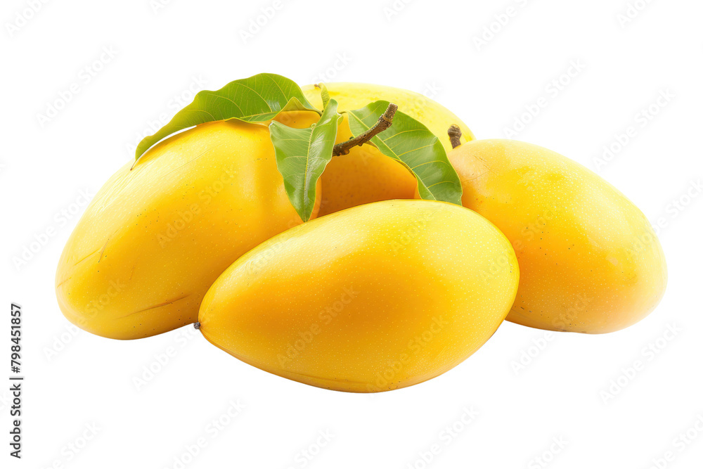 Bright yellow ripe Nam Dok Mai mango isolated on white background.