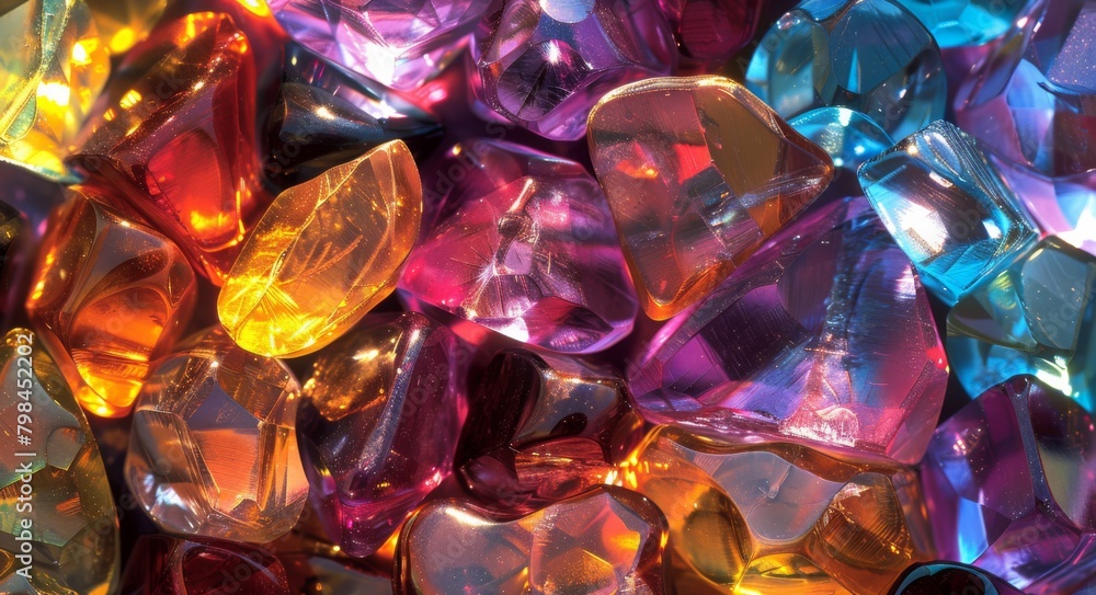 Colorful transparent and glossy polished smooth gemstones